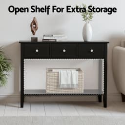 Console Table Hallway Entryway Sofa Table 100CM Black 3 Drawers Modern Storage Furniture