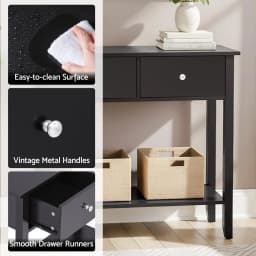 Console Table Hallway Entryway Sofa Table 100CM Black 3 Drawers Modern Storage Furniture