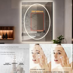 70/80/90cm Tempered Glass LED Bathroom Mirror Vanity Mirror Frontlit and Backlit Makeup Hanging Mirror Dimmable Brightness for Restrooms Bedroom