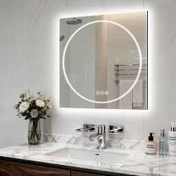 70/80/90cm Tempered Glass LED Bathroom Mirror Vanity Mirror Frontlit and Backlit Makeup Hanging Mirror Dimmable Brightness for Restrooms Bedroom
