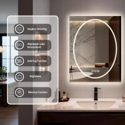 70/80/90cm Tempered Glass LED Bathroom Mirror Vanity Mirror Frontlit and Backlit Makeup Hanging Mirror Dimmable Brightness for Restrooms Bedroom