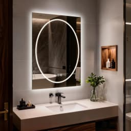 70/80/90cm Tempered Glass LED Bathroom Mirror Vanity Mirror Frontlit and Backlit Makeup Hanging Mirror Dimmable Brightness for Restrooms Bedroom