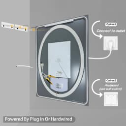 70/80/90cm Tempered Glass LED Bathroom Mirror Vanity Mirror Frontlit and Backlit Makeup Hanging Mirror Dimmable Brightness for Restrooms Bedroom