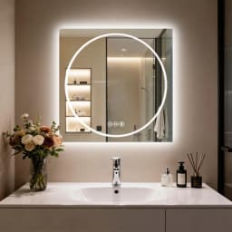70/80/90cm Tempered Glass LED Bathroom Mirror Vanity Mirror Frontlit and Backlit Makeup Hanging Mirror Dimmable Brightness for Restrooms Bedroom