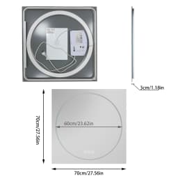 70/80/90cm Tempered Glass LED Bathroom Mirror Vanity Mirror Frontlit and Backlit Makeup Hanging Mirror Dimmable Brightness for Restrooms Bedroom