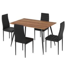 Dining Table and 4 Chairs Set Rectangle Metal Frame Kitchen Dining Room Furniture Set for Home Use