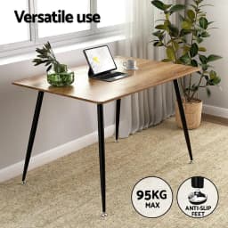 Dining Table and 4 Chairs Set Rectangle Metal Frame Kitchen Dining Room Furniture Set for Home Use