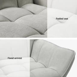 Modern Grey Linen Accent Armchair Cushion Seat Upholstered Lounge Chair for Living Room Bedroom Home Use