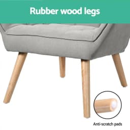 Modern Grey Linen Accent Armchair Cushion Seat Upholstered Lounge Chair for Living Room Bedroom Home Use