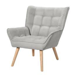 Modern Grey Linen Accent Armchair Cushion Seat Upholstered Lounge Chair for Living Room Bedroom Home Use