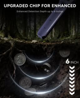 Metal Detector Pinpointer Rechargeable Handheld, IP68 Waterproof 6" Detection Depth, 360° Precision Sensing 4 Alert Modes, 12H Battery LCD Display, Outdoor Treasure Hunting Tool