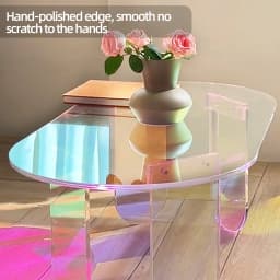 Shatterproof Acrylic Coffee Tables Clear End Table Living Room Accent Side Table Furniture 4 Legs Home Decor