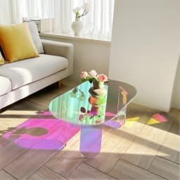 Shatterproof Acrylic Coffee Tables Clear End Table Living Room Accent Side Table Furniture 4 Legs Home Decor
