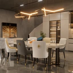 LUVODI Modern Dining Chair Set of 2 Microfiber Leather Leisure Chairs with Lion Knocker for Kitchen Table Restaurant