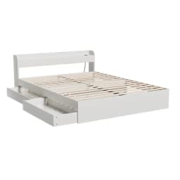 Double Size Bed Frame Mattress Base with Charging Ports and 2 Storage Drawers Wooden Platform Bed