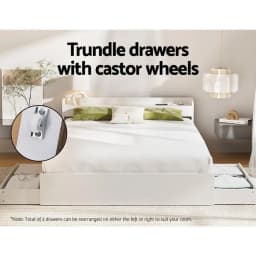 Double Size Bed Frame Mattress Base with Charging Ports and 2 Storage Drawers Wooden Platform Bed