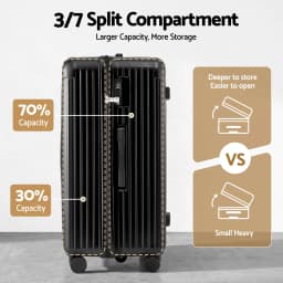 28 Inch Hard Shell Suitcase with 5 Wheels Type C Charging Port TSA Lock Black Travel Luggage
