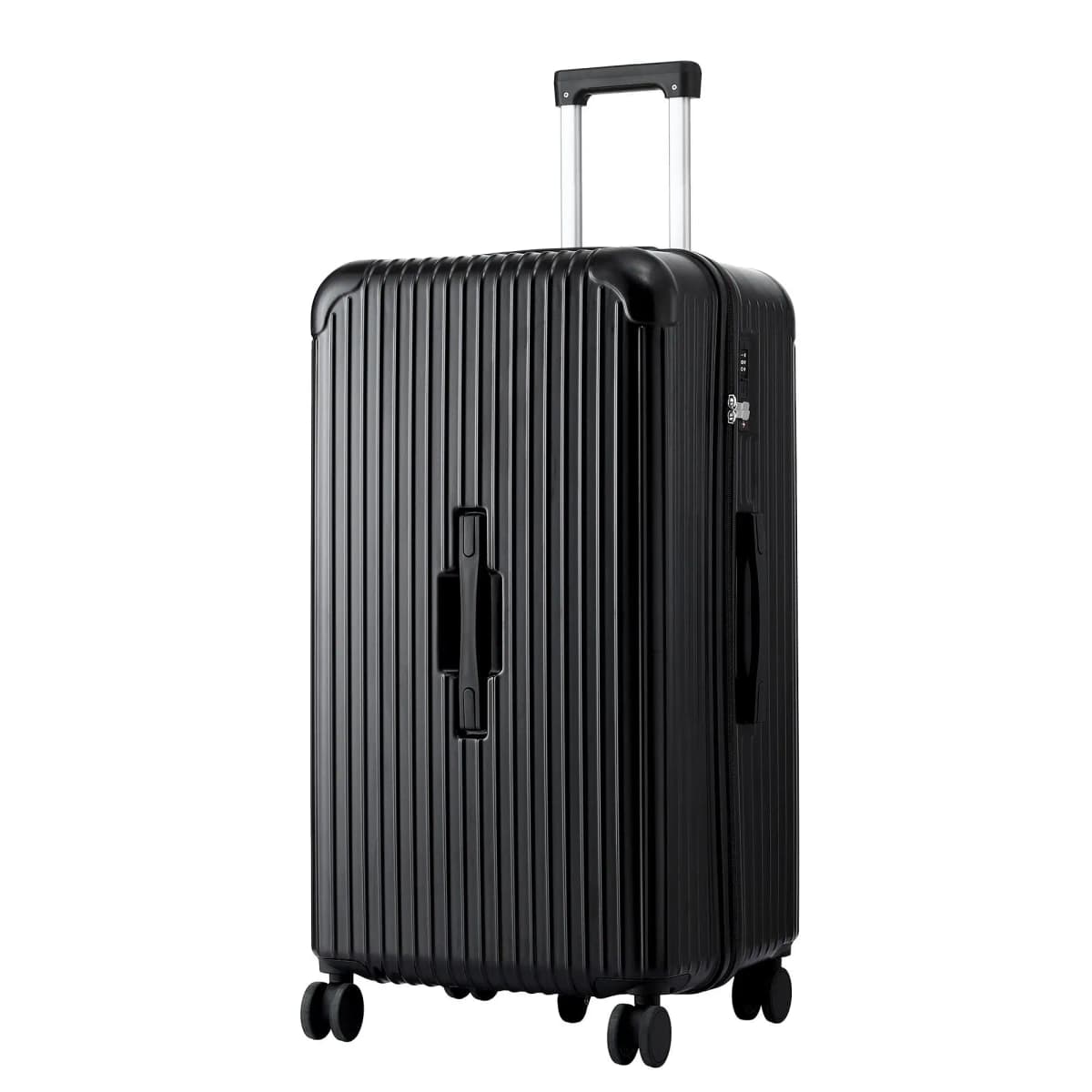 28 Inch Hard Shell Suitcase with 5 Wheels Type C Charging Port TSA Lock Black Travel Luggage