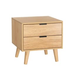 Pine Bedside Table with 2 Drawers Modern Nightstand Storage Cabinet Bedroom End Table Space Saving Furniture