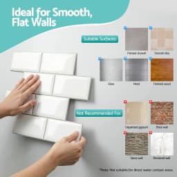 3D Self Adhesive White Subway Wall Tiles Peel and Stick Backsplash 10 Sheets