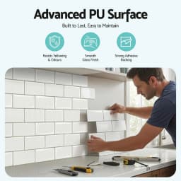 3D Self Adhesive White Subway Wall Tiles Peel and Stick Backsplash 10 Sheets