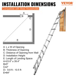 VEVOR Attic Ladder Telescoping 350-pound Capacity Multi-Purpose Aluminium Extension Lightweight and Portable