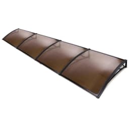 Window Awning Door Canopy 1m x 4m Brown PVC Sheet Black Plastic Frame Outdoor Rain Sun Shelter Cover