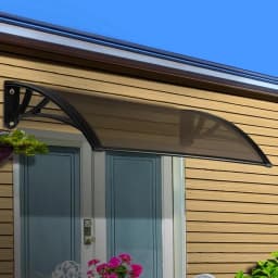 Window Awning Door Canopy 1m x 4m Brown PVC Sheet Black Plastic Frame Outdoor Rain Sun Shelter Cover