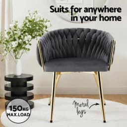 Set of 2 Grey Velvet Dining Chairs Upholstered Accent Armchairs Modern Elegant Side Chairs for Home Dining Room Living Room