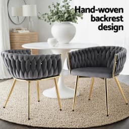 Set of 2 Grey Velvet Dining Chairs Upholstered Accent Armchairs Modern Elegant Side Chairs for Home Dining Room Living Room