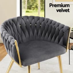 Set of 2 Grey Velvet Dining Chairs Upholstered Accent Armchairs Modern Elegant Side Chairs for Home Dining Room Living Room