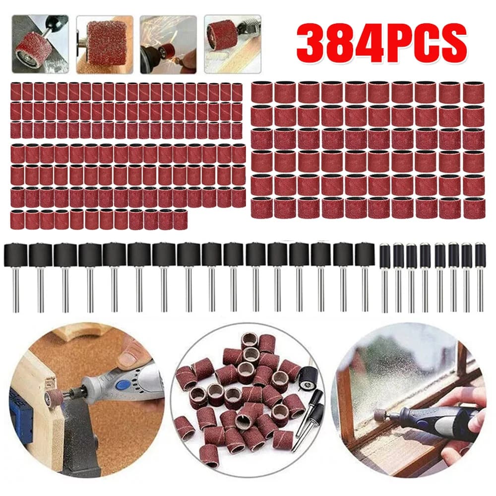 384Pcs Drum Sanding Kit Nail Drill Bits For Dremel Accessories Rotary Tool