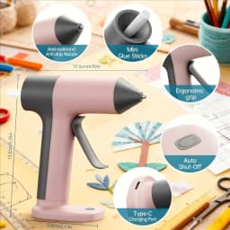 15W Electric Hot Melt Glue Gun 30s Fast Heating Cordless Glue Gun With 20pcs 7x140mm Glue Sticks 2000mAh Type-C Rechargeable Hot Melt Glue Gun 1.7mm Precision Nozzle For DIY Craft Home Repair Quick Repairs