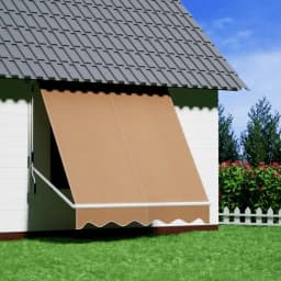 Window Fixed Pivot Arm Awning Outdoor Retractable Canopy 2.1 x 2.1 m Beige Sun Shade Shelter