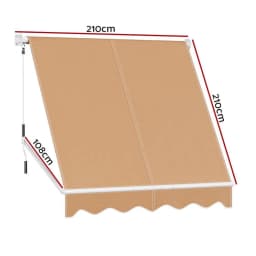 Window Fixed Pivot Arm Awning Outdoor Retractable Canopy 2.1 x 2.1 m Beige Sun Shade Shelter