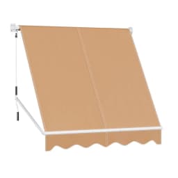 Window Fixed Pivot Arm Awning Outdoor Retractable Canopy 2.1 x 2.1 m Beige Sun Shade Shelter