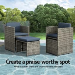 9 Piece Grey Wicker Outdoor Dining Set Patio Table and Chairs Furniture Collection