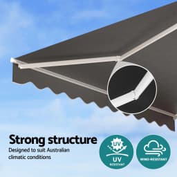 Retractable Motorized Folding Arm Awning 3.5M x 3M Grey Outdoor Sun Shade Canopy