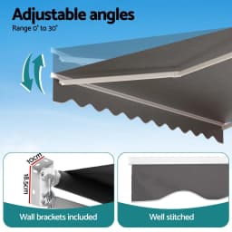 Retractable Motorized Folding Arm Awning 3.5M x 3M Grey Outdoor Sun Shade Canopy