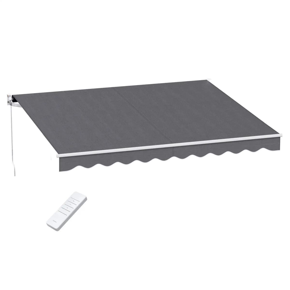 Retractable Motorized Folding Arm Awning 3.5M x 3M Grey Outdoor Sun Shade Canopy