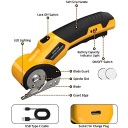 Cordless Electric Scissors Rotary Blade Cutter Rechargeable for PVC Leather DIY
