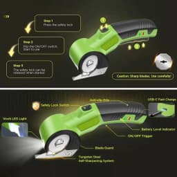 Cordless Electric Scissors Rotary Blade Cutter Rechargeable for PVC Leather DIY