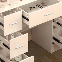 Large Makeup Vanity Desk with LED Hollywood Mirror, Lighted Dressing Table Set with Storage Drawers, Bedroom Vanity Table for Women