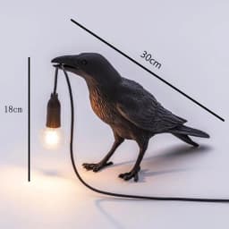 Raven Lamp Light Black Novelty Bird Crow Desk Table Lamp Bedroom Decoration
