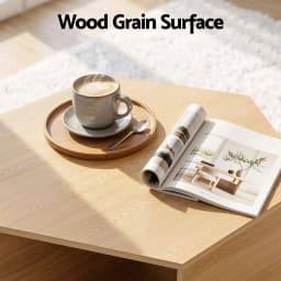 Hexagonal Coffee Table Wooden Center Table with Open Storage Two Way Display Side Table for Living Room