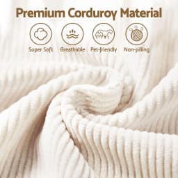Oversized Corduroy Bean Bag Sofa with Ottoman White for adults Teens