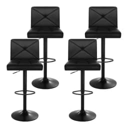 4x Black Leather Gas Lift Bar Stools Adjustable Kitchen Counter Chairs Set