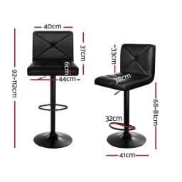 4x Black Leather Gas Lift Bar Stools Adjustable Kitchen Counter Chairs Set