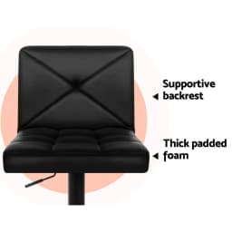 4x Black Leather Gas Lift Bar Stools Adjustable Kitchen Counter Chairs Set