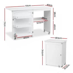 Foldable Sewing Machine Table Multifunction Rolling Craft Desk with Storage for Home Use